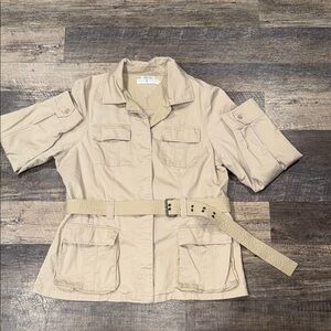 Tommy Hilfiger Tan Utility Jacket Lightweight Cotton